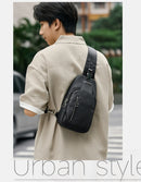 Septwolves negócios fino impresso couro crossbody sling saco homem moda casual viagem monograma impressão tecido ipad bolsa de ombro