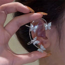 Sweet Exquisite Sparkling Zircon Butterfly Tassel Ear Cuff Clip Earring No Pierced Rhinestone Clip On Earrings For Women Jewelry