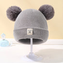 Outono inverno bebê quente malha chapéus com pom crianças gorro de malha chapéu cor sólida crianças chapéu para meninos meninas acessórios