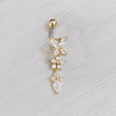 G23titan CZ Zircon Butterfly Dangle Belly Button Ring 14G Titanium Barbell Navel Bar Body Piercing Jewelry Women Sex Accessories