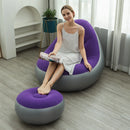 Espreguiçadeira inflável para adultos, sofá preguiçoso portátil dobrável com banco para pés, sofá de ar para sala de estar e quarto