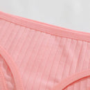 6 pçs/set tecido de algodão feminino tangas calcinha feminina com nervuras baixo aumento g-string senhoras sexy biquíni cor sólida macio íntimo S-XL