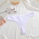 6 pçs/set tecido de algodão feminino tangas calcinha feminina com nervuras baixo aumento g-string senhoras sexy biquíni cor sólida macio íntimo S-XL
