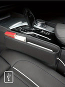 1pc Red PU Leather Car Seat Gap Organizer with Side Pockets & Charging Hole - Easy Install, Durable Console Storage Box for Smartphone, Wallet & Keys, Car Seat Organizer | Sleek Design | PU Leather Construction, Car Storage
