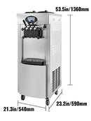 Máquina comercial de sorvete macio VEVOR - Hoppers duplos de 6L, 3 sabores, compressor de 2200W, controle LCD para bares, restauração
