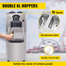 Máquina comercial de sorvete macio VEVOR - Hoppers duplos de 6L, 3 sabores, compressor de 2200W, controle LCD para bares, restauração
