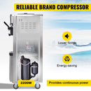 Máquina comercial de sorvete macio VEVOR - Hoppers duplos de 6L, 3 sabores, compressor de 2200W, controle LCD para bares, restauração